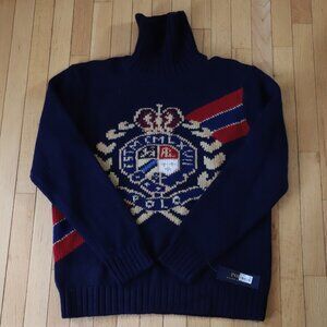 NWT Polo Ralph Lauren Crest Wool Turtleneck Knit Sweater size Large
